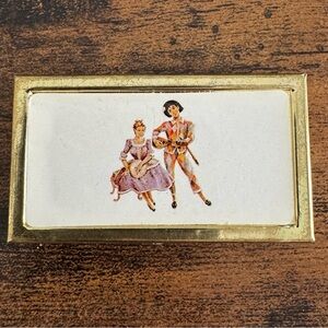 Vintage Gold Tone Pill Box, Fragonard Style